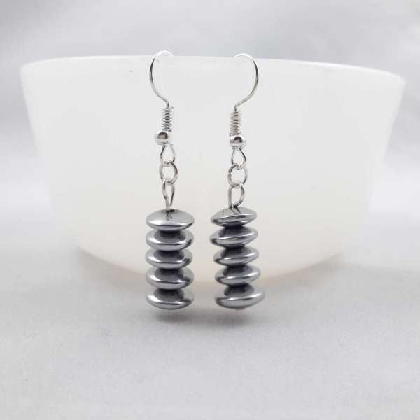 Silver Abacus Hematite Earring