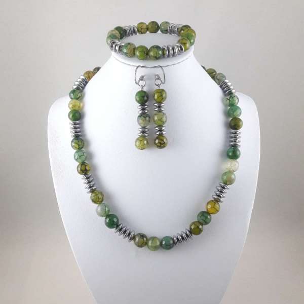Agate Hematite Necklace Set