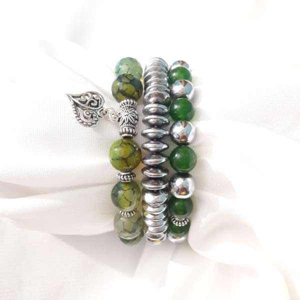 Green Bracelet Stack